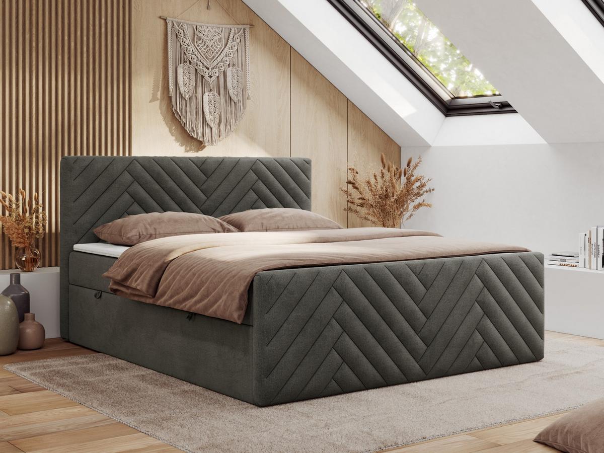 BOXBETT PARIS DUO 180/200 - Dunkelgrau Velvet - H4 - Dunkelgrau, Holz/Textil (180/200cm) - MKS