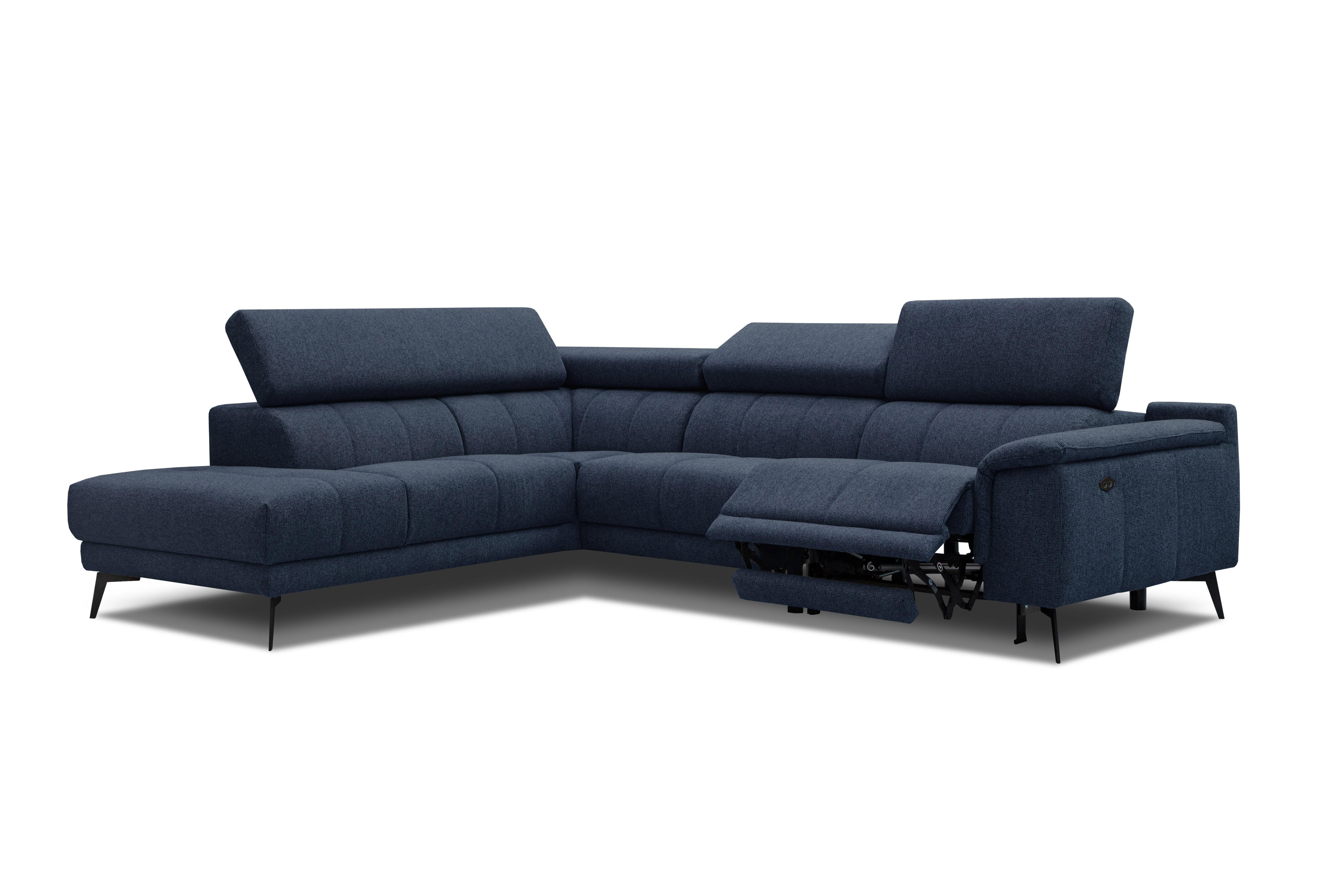 ECKSOFA FIERO 5-Sitzer mit 1 Relaxfunktion, dunkelblau - Dunkelblau, Holzwerkstoff/Textil (228/290cm) - Wozimo