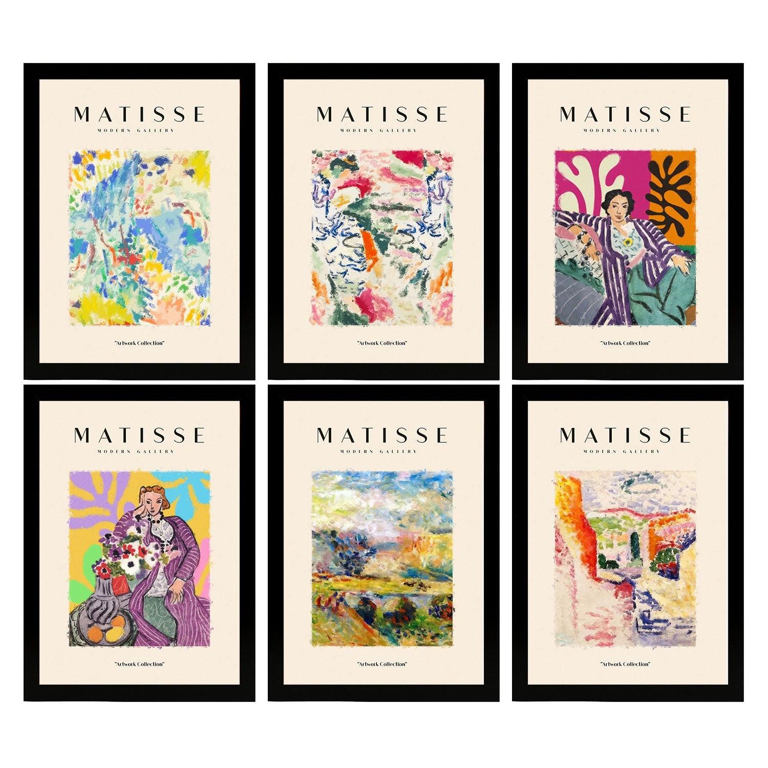 POSTER Set Mit 6 Illustrationen Von Henri Matisse Landschaft A3 Schwarzer Rahmen - Schwarz, Papier (29/3cm) - Nacnic