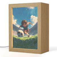 NACHTTISCHLAMPE Stadion - Fußballer - Ball 15x20 cm - Blau, Holzwerkstoff (8/15/20cm) - OnlyWow