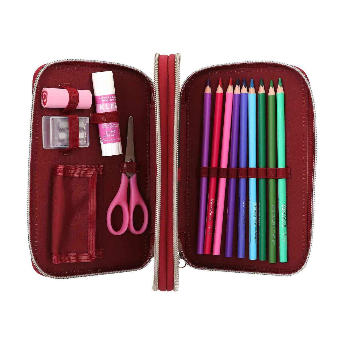 2-FACH FEDERTASCHE FUR-EVER FRIENDS TOPModel rot 5,5 x 13 x 20 cm - Rot, Kunststoff (13/20/5.5cm) - Depesche Germany