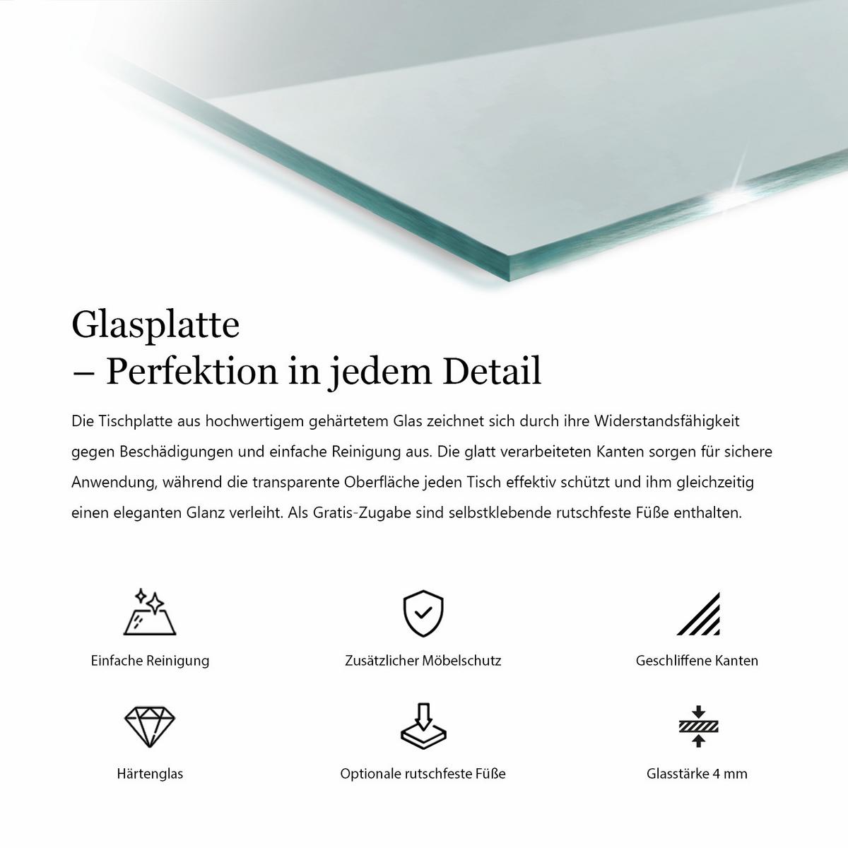TISCHPLATTE 125 x 50 cm Transparente Glasplatte - Transparent, Glas (50/125/0.4cm) - TULUP