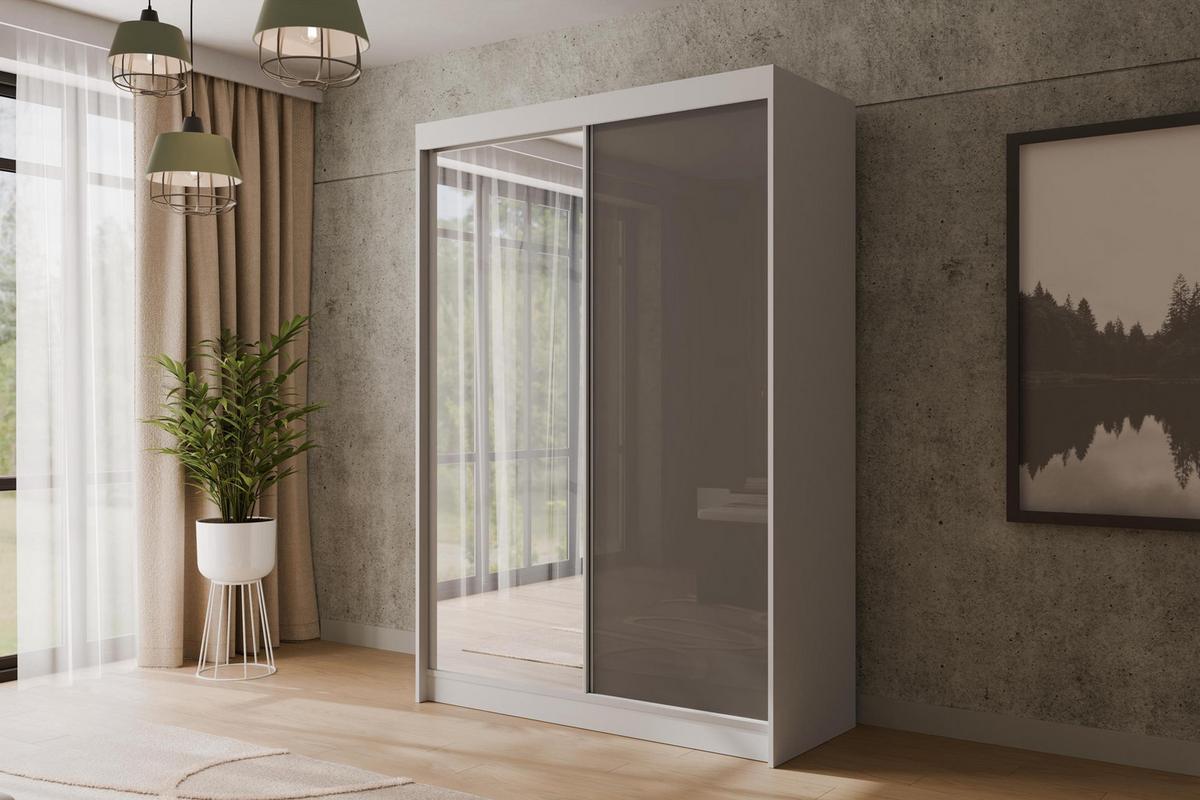 KLEIDERSCHRANK VESLI - 120 cm - Weiß|Grau - Weiß/Grau, Holzwerkstoff (120/215/61cm) - ALTDECOR