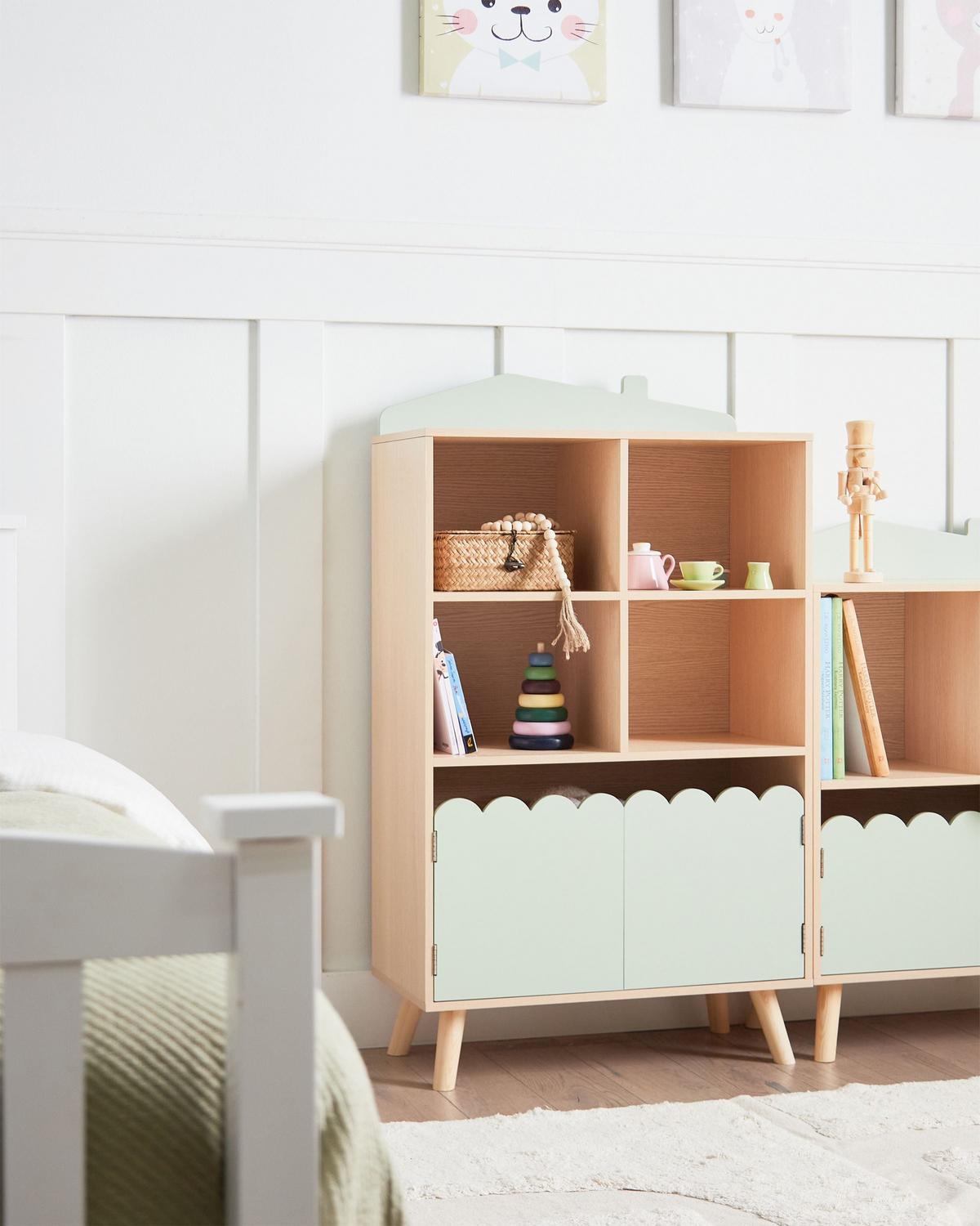 REGAL mit 2 Ebenen 105 cm Hellgrün Lackey - Braun/Grün, Holzwerkstoff (60/105/30cm) - Beliani