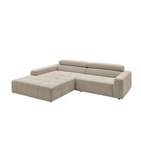 ECKSOFA MIT MOTORISCHEM SITZVORZUG RENO Beige Cord Relaxfunktion - Beige/Schwarz, Kunststoff/Textil (258/217cm) - KAWOLA