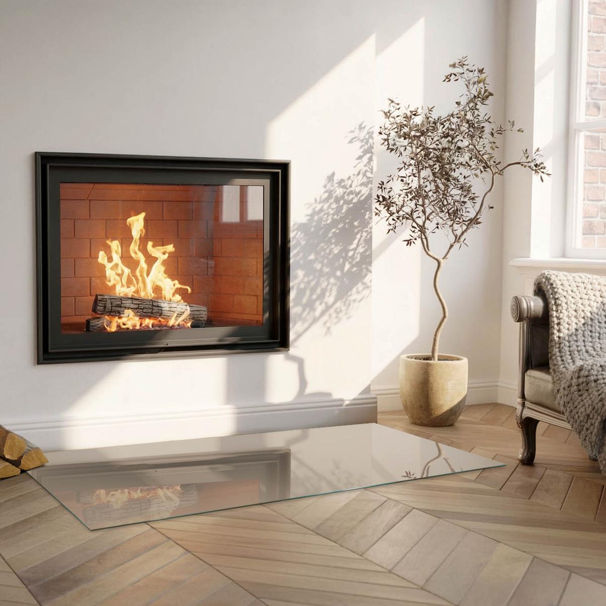 GLASPLATTE für Kamin 125x50 cm - Braun, Glas (125/50/0.4cm) - TULUP