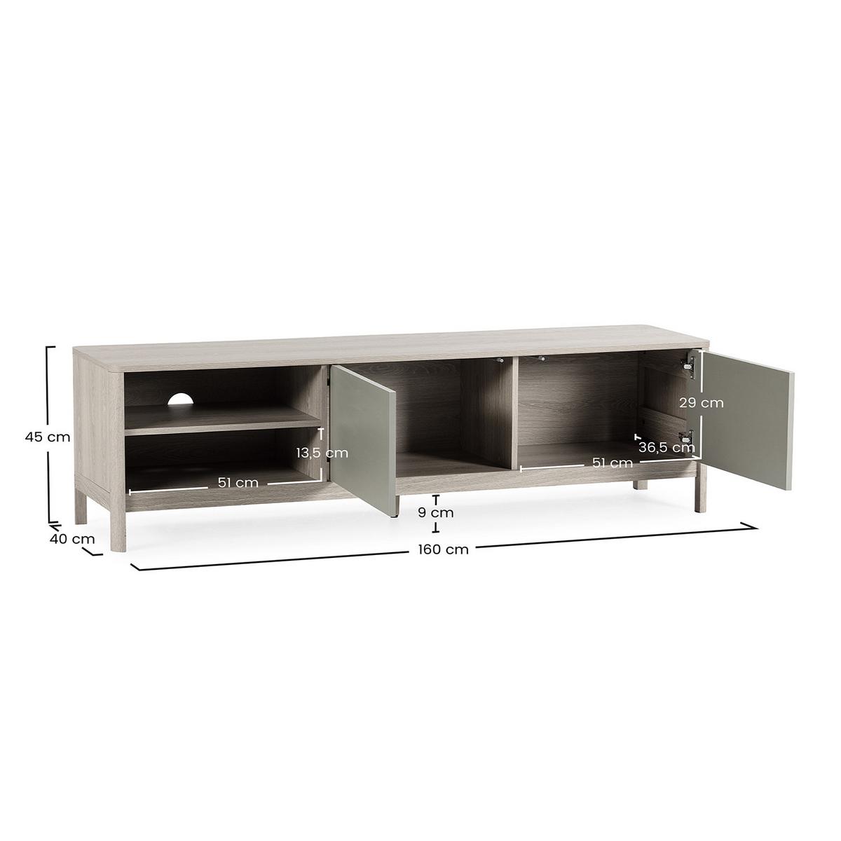 TV-ELEMENT Nassau 2 türen Eichenfarbe/grün - Grün, Holzwerkstoff (160/45/40cm) - VS Venta-stock