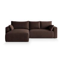 ECKSOFA FORIL P Braun Kordstoff mit Schlaffunktion - Braun/Grau, Holz/Kunststoff (265/178cm) - MASSENO