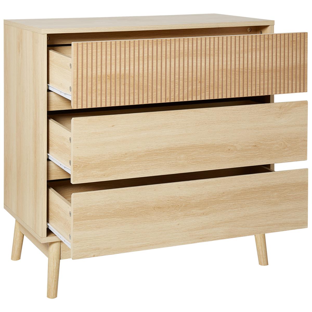 KOMMODE mit 3 Schubladen Hellbraun Wales - Braun, Holzwerkstoff (80/80/40cm) - Beliani