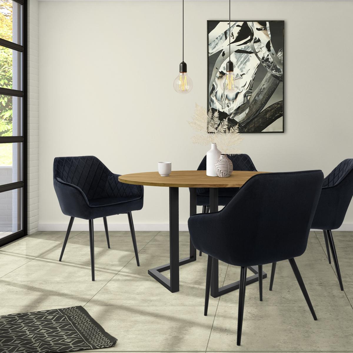 ESSZIMMERSTUHL 4er Set Schwarz Samt - Schwarz, Textil/Metall (63/80/60cm) - ML-DESIGN