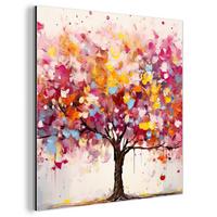 METALLBILD Aquarell - Baum - Kunst - Abstrakt 50x50 cm - Multicolor, Metall (50/50cm) - MuchoWow