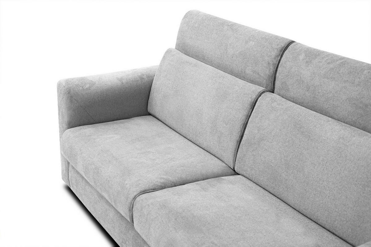 SOFA MEZO 3-Sitzer mit Schlaffunktion, hellgrau - Hellgrau/Schwarz, Holz/Textil (232/90/107cm) - Wozimo