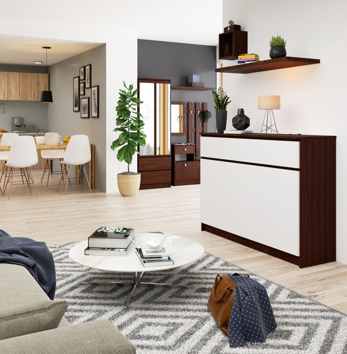 KOMMODE Dunkelbraun, Weiß 99/138/40 - Dunkelbraun/Weiß, Holzwerkstoff (138/99/40cm) - RAUMHIRSCH FURNITURE