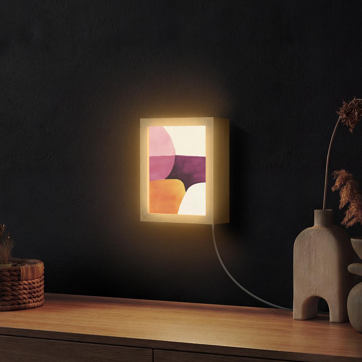 WANDLEUCHTE Formen - Abstrakt - Farbenfroh 15x20 cm - Rosa, Holzwerkstoff (15/20/8cm) - OnlyWow