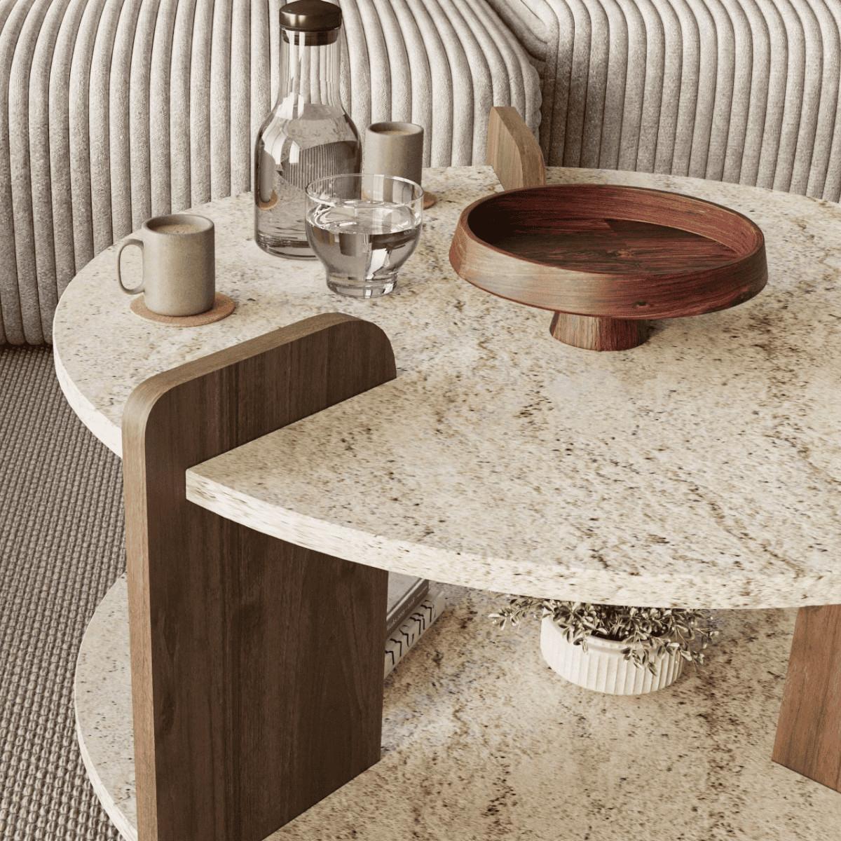 COUCHTISCH mit doppelplatte 70/70/45 cm - Eichefarben, Holzwerkstoff (10/70/45cm) - Calicosy