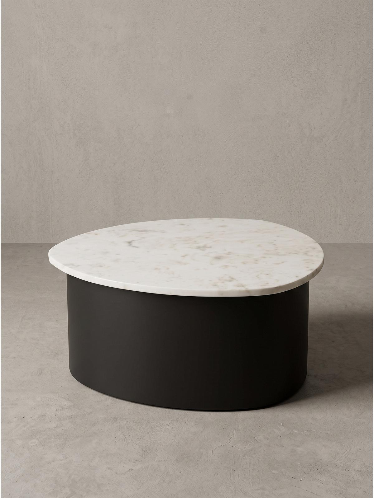 COUCHTISCH VIGEVANO, Marmor, handgefertigt, Weiß-Schwarz, 63 x 63 x 30 cm - Schwarz/Weiß, Stein/Metall (63/63/30cm) - KADIMA DESIGN