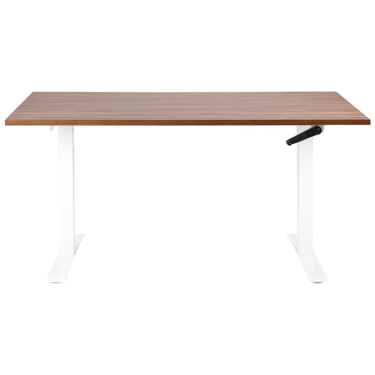 SCHREIBTISCH braunweiß 160/72 cm manuell höhenverstellbar Destin III - Dunkelbraun/Weiß, Holz (115/60/74cm) - Beliani
