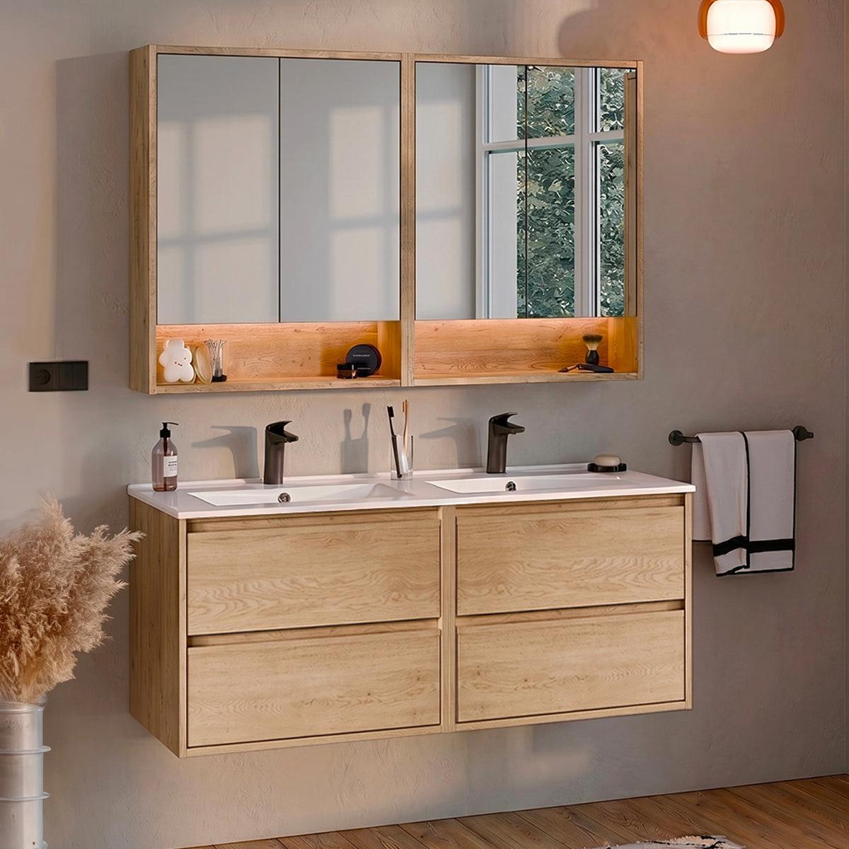 BADMÖBEL 121cm Edmé 2er-Set Holz - Braun, Holzwerkstoff (121/52/46cm) - Petits-meubles