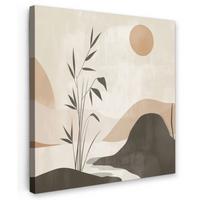 LEINWANDBILD Japandi - Landschaft - Beige Deko Groß 90x90 cm - Cognac, Textil (90/90cm) - MuchoWow