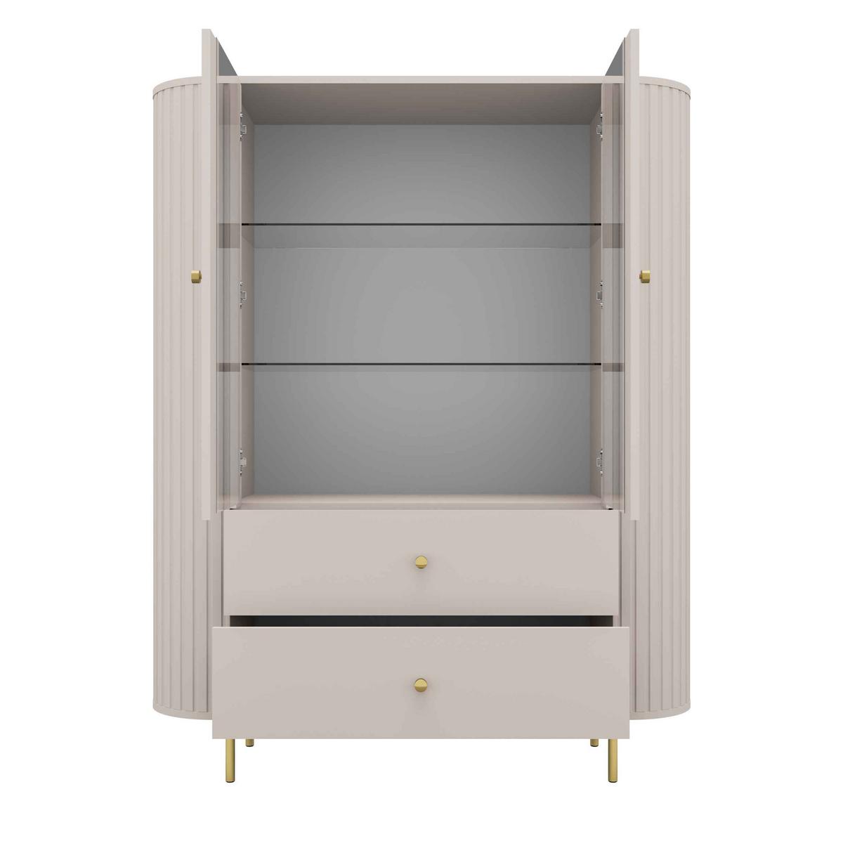 VITRINE BOLLA 155 / 123 cm in Beige - Beige, Holzwerkstoff (123/155/42.3cm) - MASSENO