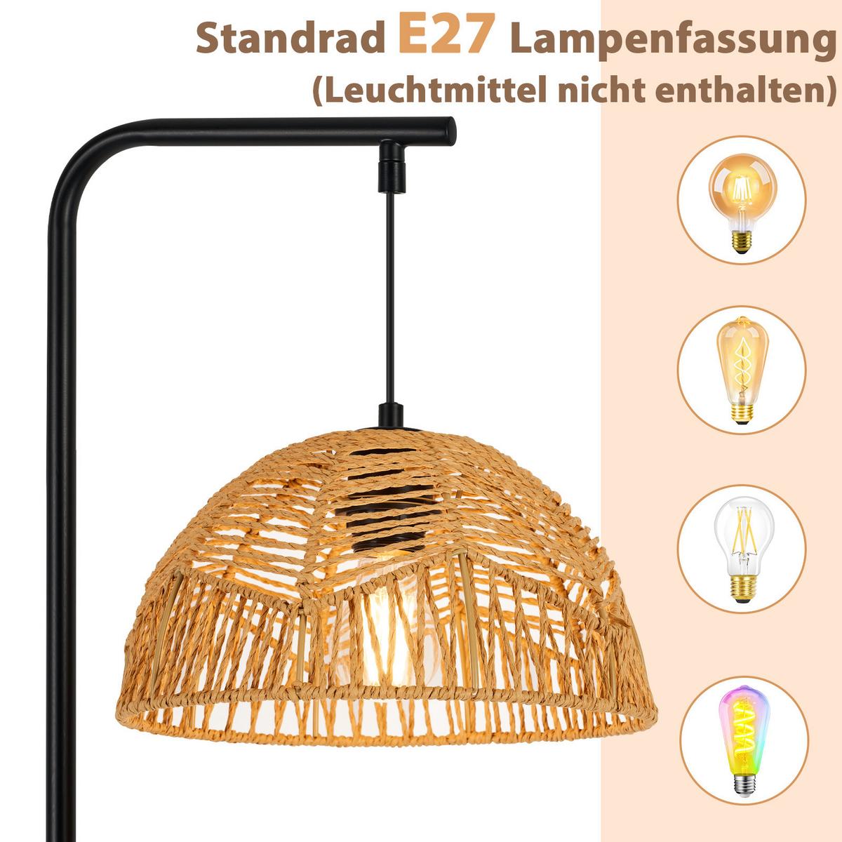 STEHLAMPE Arwenor 28/15/164 cm - Schwarz, Textil/Metall (28/15/164cm) - ZMH