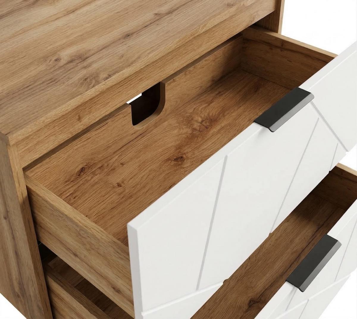 WASCHBECKENUNTERSCHRANK Manello 2 Schubladen Eiche mit Matt Weiß - 80 x 46 x 58 cm - Eichefarben/Weiß, Holz (80/58/46cm) - Badplaats