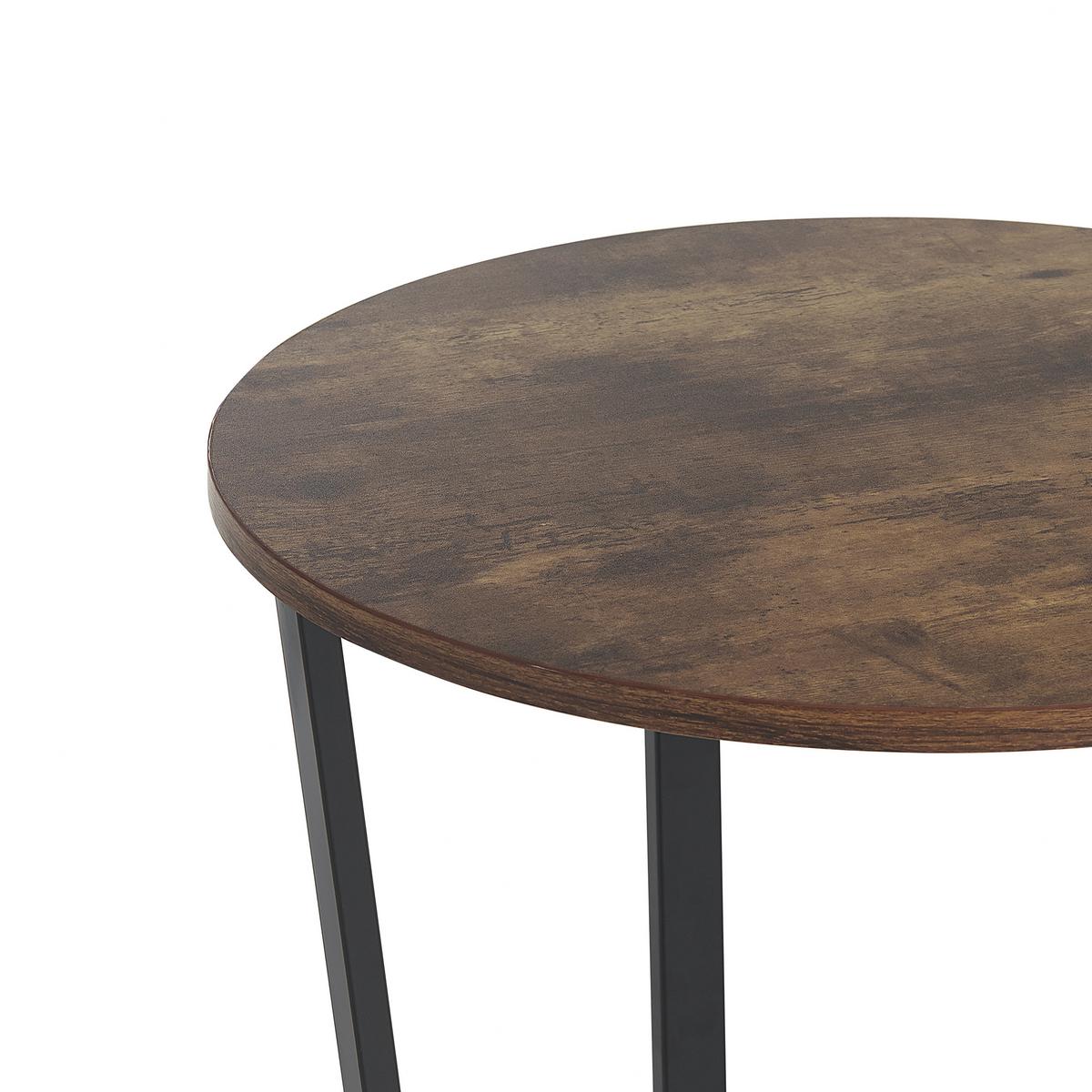 BEISTELLTISCH dunkler Holzfarbton/schwarz rund Orick - Dunkelbraun/Schwarz, Holzwerkstoff (50/50/57cm) - Beliani