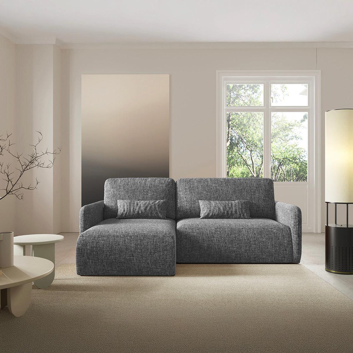 ECKSOFA Lazare 3 Sitzplätze Dunkelgrau - Grau, Holz (217/148cm) - Petits-meubles