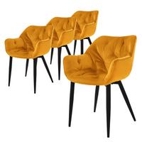 ESSZIMMERSTÜHLE 4er Set Senfgelb Samt - Gelb/Schwarz, Metall (67/83/59cm) - ML-DESIGN