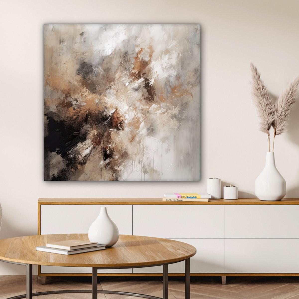 LEINWANDBILD Farbe - Abstrakt - Beige - Kunst Deko Groß 90x90 cm - Greige, Textil (90/90cm) - MuchoWow