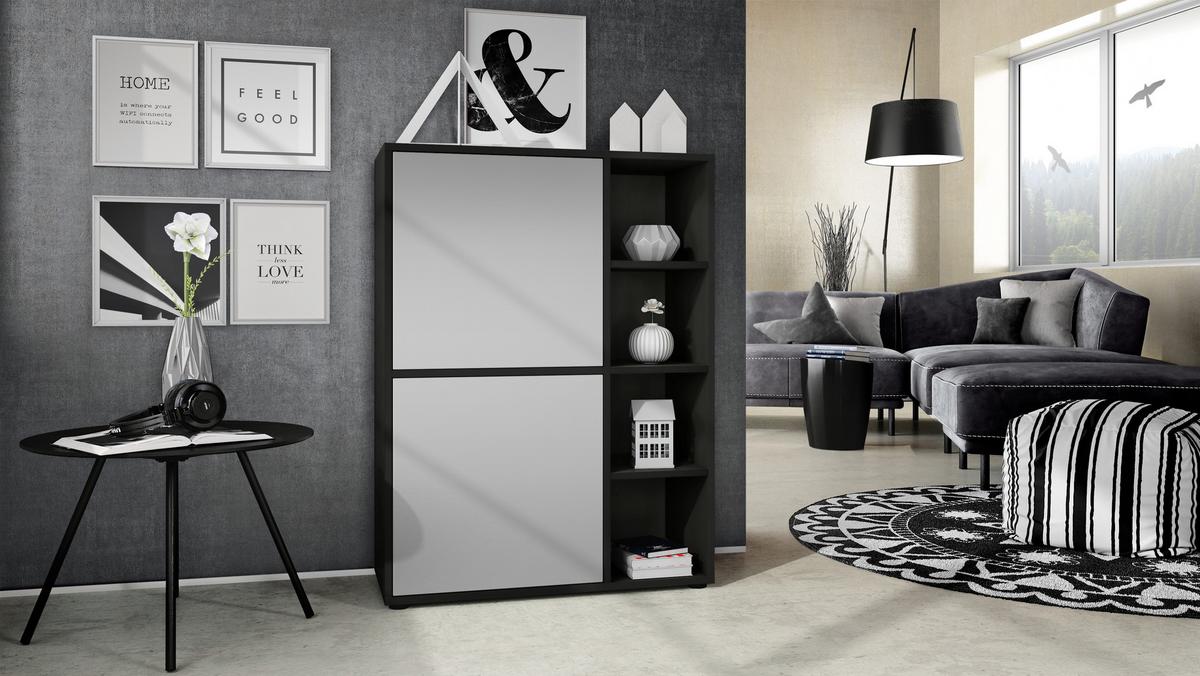 HIGHBOARD Cuba Türen in Hellgrau seidenmatt - Greige, Holzwerkstoff (79/105.5/35.5cm) - Vladon