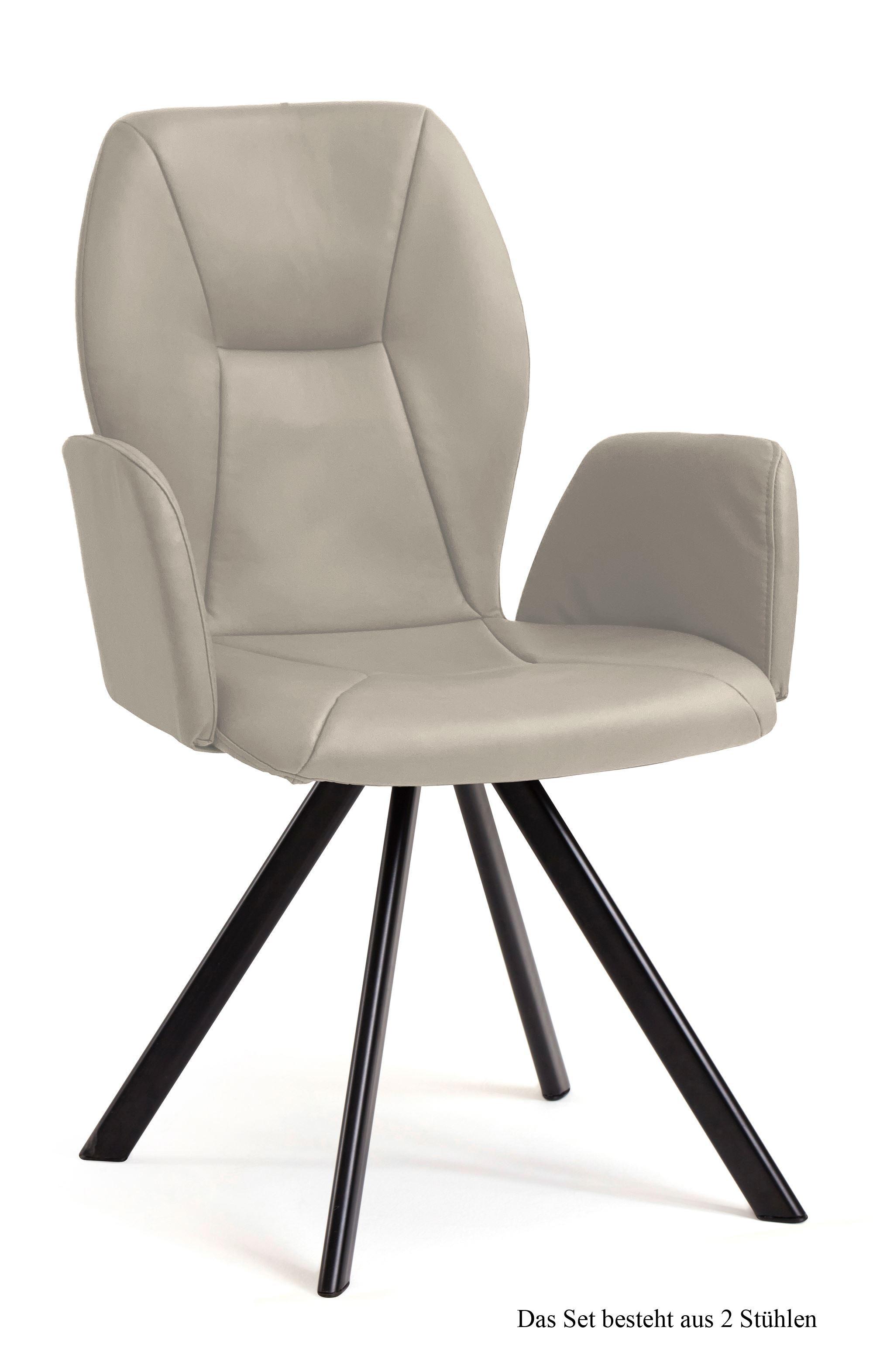 ARMLEHNSTUHL drehbar (2er-Set) Diane 58x92x60 Schwarz/Natur - Schwarz/Naturfarben, Kunststoff (60/92/58cm) - 58aufmkessel