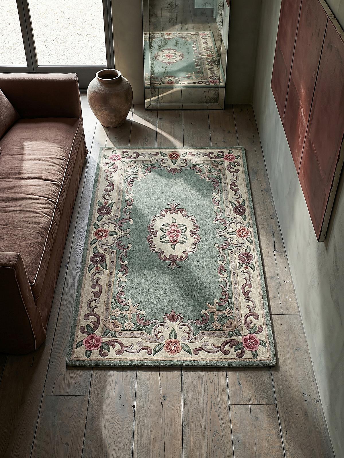 WOLLTEPPICH BEAULY, klassisch, Grün-Beige, 75 x 150 cm - Grün, Textil (75/150cm) - KADIMA DESIGN