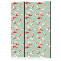 PARAVENT Einseitig Bedruckter 3-tlg 135x172 cm Koi Fische - Multicolor, Holz/Textil (135/172/3cm) - Muralo