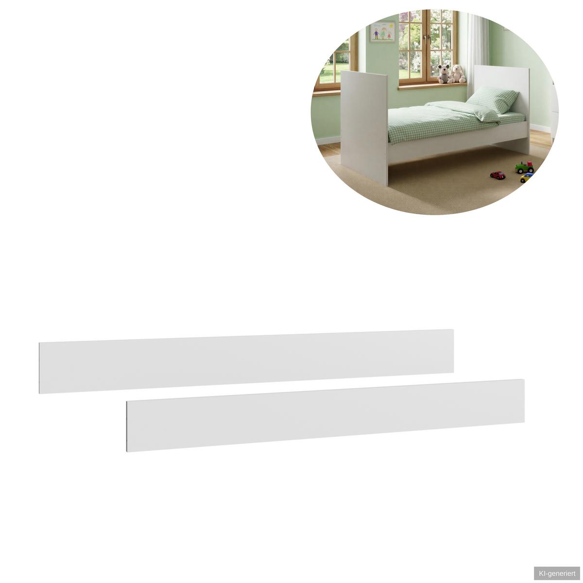 BABYBETT-SEITENTEILE B139/H15/T2 cm für Umbau zum Juniorbett, passend zum Babyzimmer Weiß & Eiche Dekor (22811,22812,22813) / 22814-01 - Weiß, Holzwerkstoff - luma-home