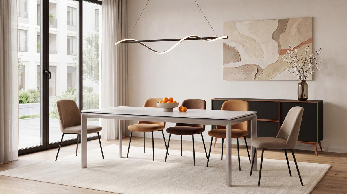 ESSTISCH Elan rechteckig ausziehbar verlängerbar mit Schwarzen Metallbeinen, Weiß 160-250/90/76 cm - Kaschmir/Beige, Holzwerkstoff/Metall (90/250/78cm) - WFL GROUP