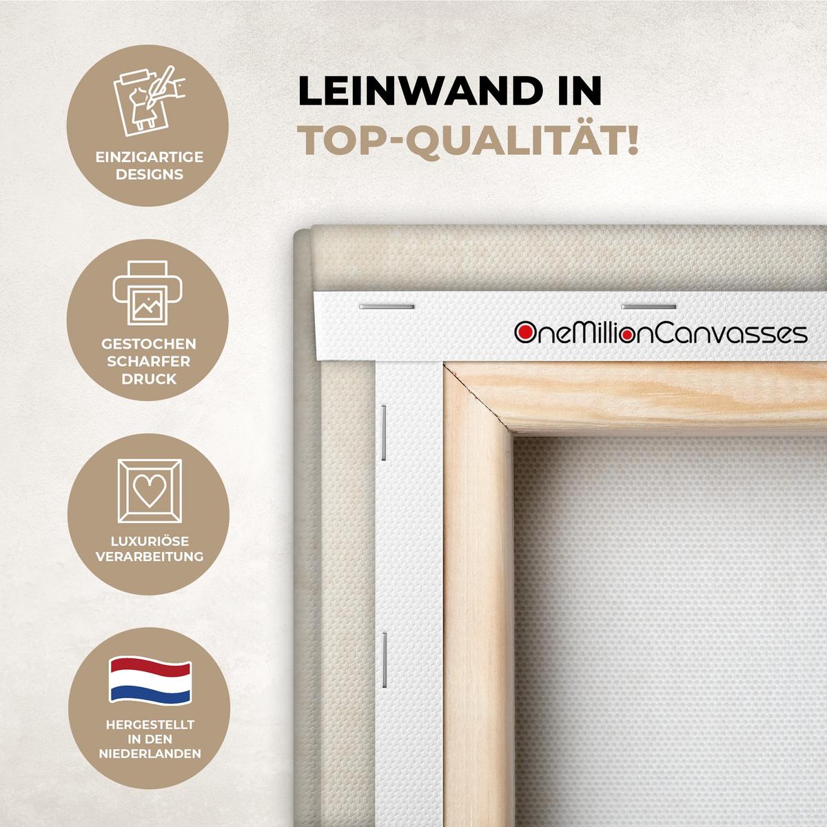 LEINWANDBILD Japandi - Bambus - Beige Deko Groß 90x90 cm - Eukalyptusholzfarben, Textil (90/90cm) - MuchoWow