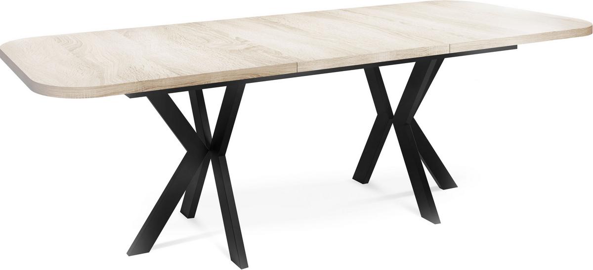 ESSTISCH Olivia ausziehbar rechteckig, Sonoma Eiche 200-280/100/76 - Schwarz/Sonoma Eiche, Holzwerkstoff/Metall (100/280/76cm) - WFL GROUP