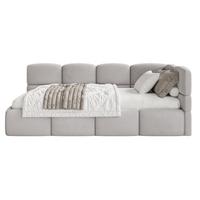 JUGENDBETT Cloudy Hellgrau 120 cm, Easy-Clean-Velours - Hellgrau/Schwarz, Kunststoff/Textil (120/200cm) - Selsey