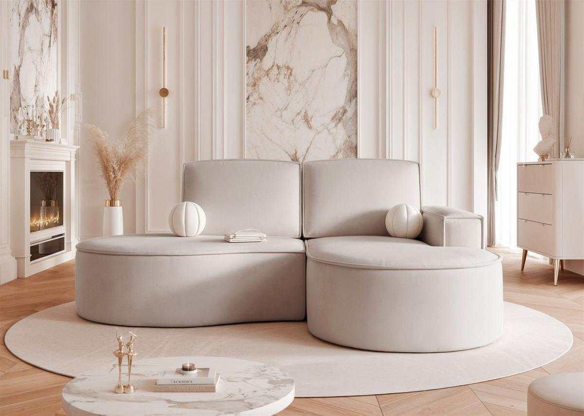 ECKSOFA Arlet In Stoff Riviera - Beige, Holzwerkstoff/Textil (156/277cm) - Fun Möbel
