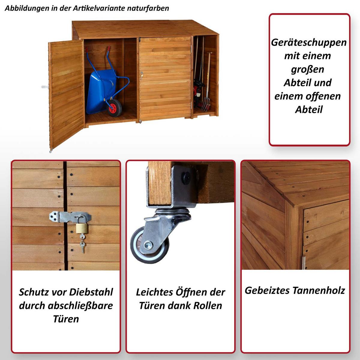 GERÄTESCHUPPEN Braun - Braun, Holz (250/180/93cm) - MCW