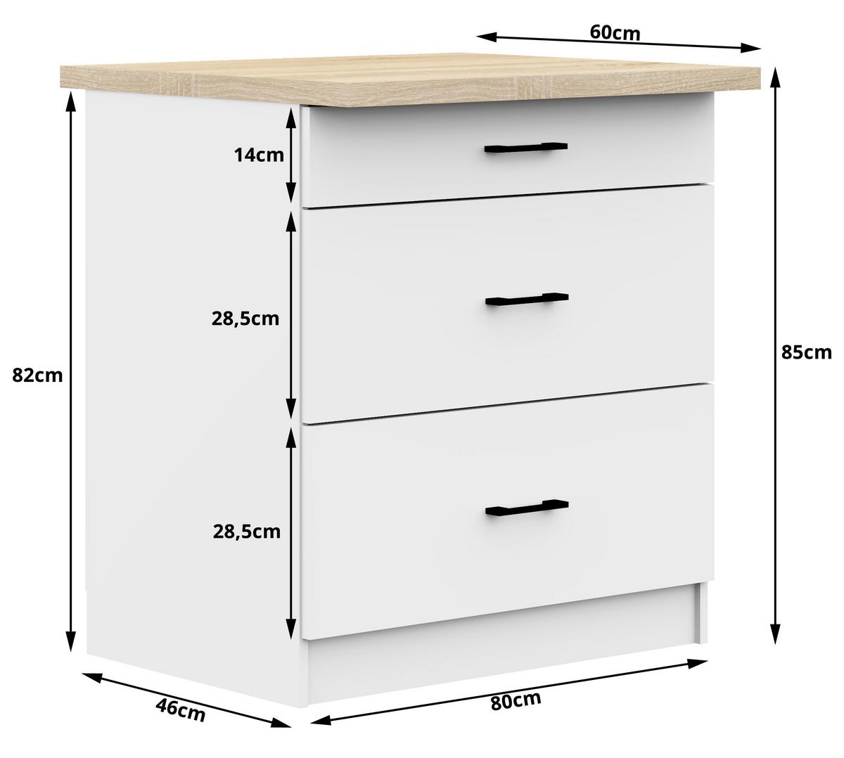 UNTERSCHRANK Weiß 85/80/46 - Weiß, Holzwerkstoff (80/85/46cm) - RAUMHIRSCH FURNITURE