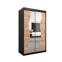 SCHWEBETÜRENSCHRANK 200/120/62 2-türig - Silberfarben/Schwarz, Holz/Kunststoff (120/200/62cm) - MÖBEL KRYSPOL
