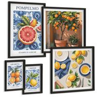 BILDER SET 5er Set - 50x50 cm & 20x30 cm & 40x60 cm Schwarzer Rahmen - Stilvolle Grafik, Ballerina-Architektur - Schwarz, Kunststoff (40/60cm) - TULUP