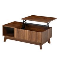 COUCHTISCH holzoptik & 3d-wellen-design mit lift-funktion & verstecktem stauraum - Walnussfarben, Holzwerkstoff (48/95/50cm) - Urban Meuble