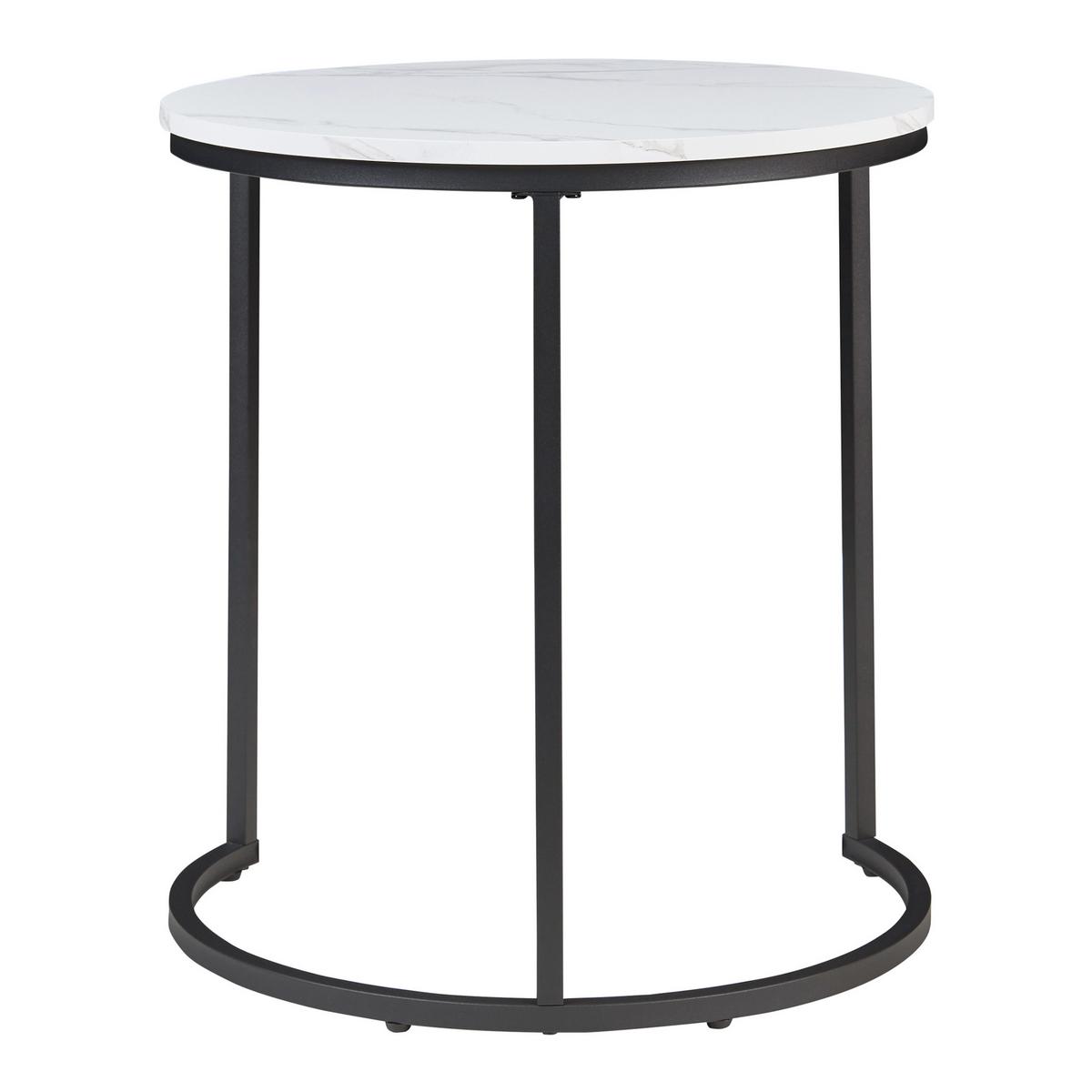 BEISTELLTISCH-SET 3 TLG. Ulricehamn - Schwarz/Weiß, Holzwerkstoff/Metall (56.5/56.5/60cm) - [en.casa]