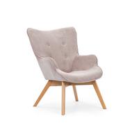 LOUNGESESSEL Lenari Puderrosa Cordstoff mit Füßen in Natur - Hellrosa/Naturfarben, Holz/Textil (71/96/86cm) - S-Style Möbel