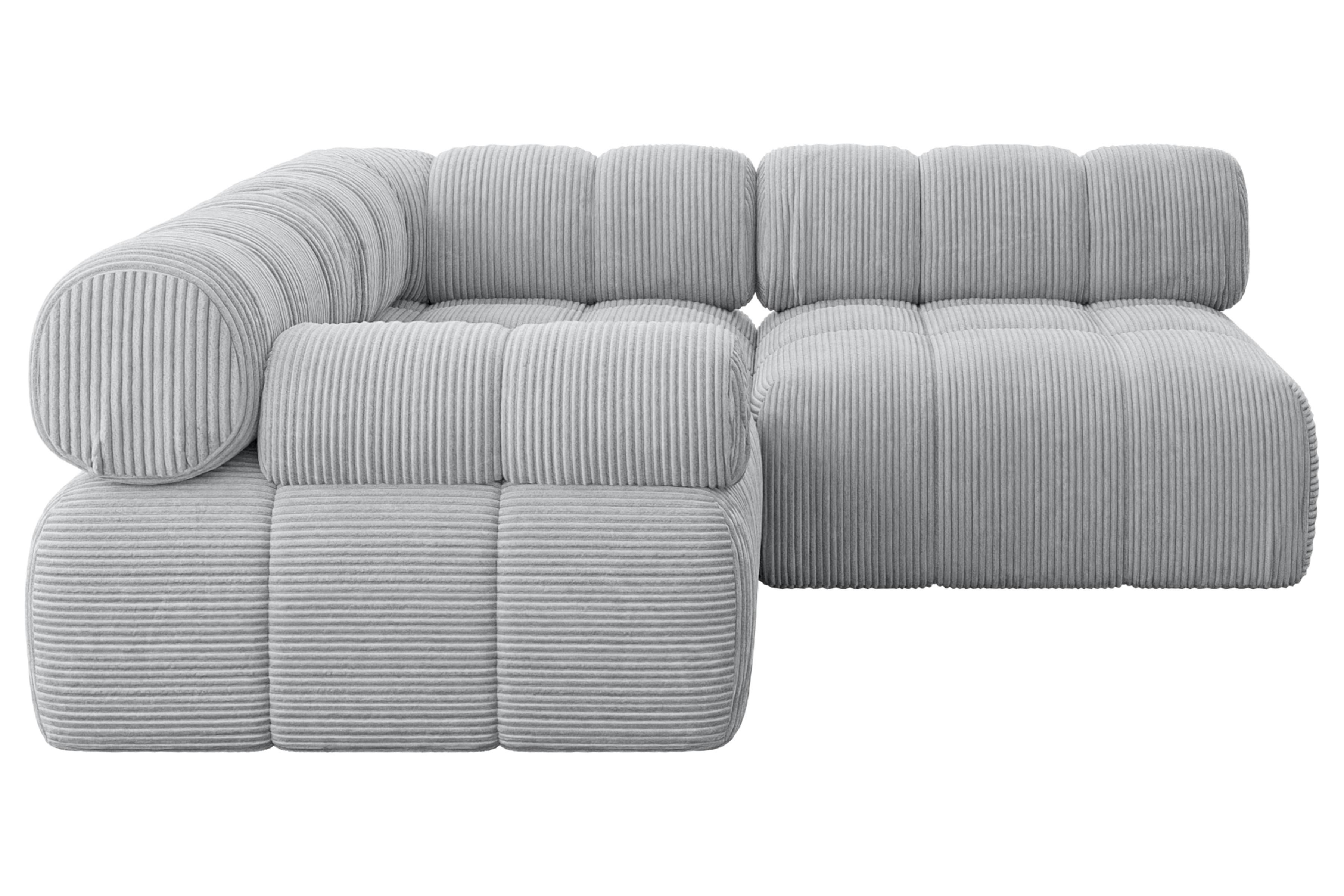 ECKSOFA modulares Sofa Mende-L1 - 190x190x70 cm Grau Cord - Grau, Holzwerkstoff/Textil (190/190cm) - ALTDECOR