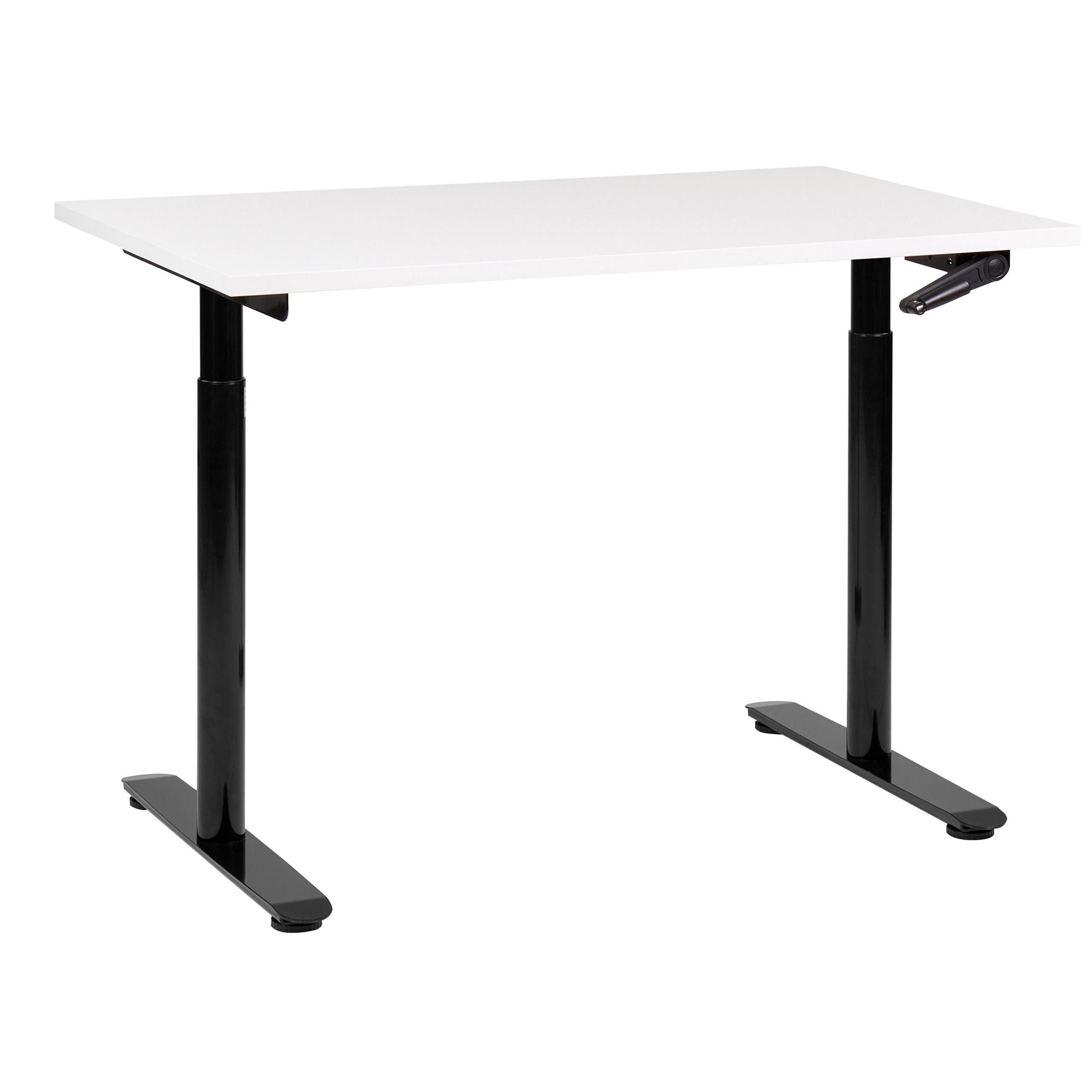 SCHREIBTISCH weißschwarz 120/72 cm manuell höhenverstellbar Destin IV - Schwarz/Weiß, Holz (120/72/74cm) - Beliani