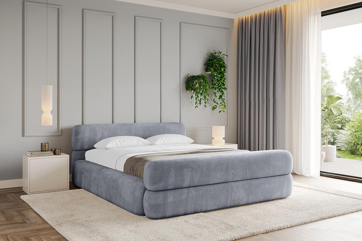 POLSTERBETT mit Bettkasten, Fußteil und Lattenrost, Boxbett mit Matratze H3/H4 - ENORA-Z-V1 180x200 Grau - Grau, Holzwerkstoff/Textil (180/200cm) - ALTDECOR